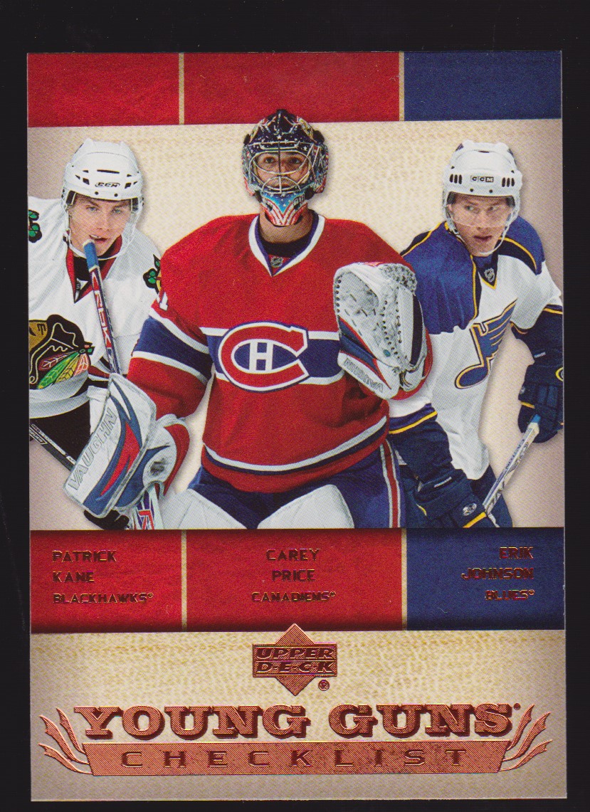 2007-08 Upper Deck #250 Patrick Kane/Carey Price/Erik Johnson (image for) 2007-08 Upper Deck #250 Patrick Kane/Carey Price/Erik Johnson